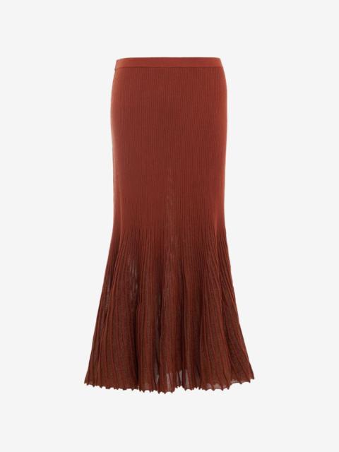 ULLA JOHNSON Vera ribbed-knit pleated midi skirt