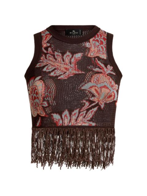 Etro fringed floral-detail top