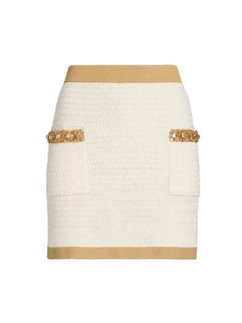 MILLY Women's Reggie Crystal-Embellished Miniskirt - Ecru Gold