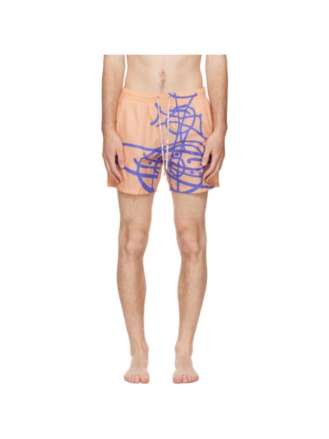 Vivienne Westwood Orange Surf Boxer Swim Shorts