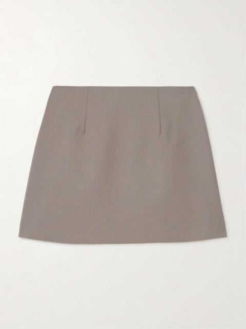 MATTEAU Wool-blend twill mini skirt Stone