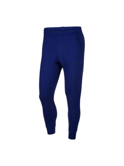 Nike Men's Nike Solid Color Knit Breathable Bundle Feet Lacing Sports Pants/Trousers/Joggers Blue BV4453-