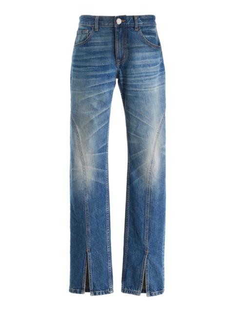 BRANDON MAXWELL The Campbell Spiral-Seam Denim Straight-Leg Jeans medium wash