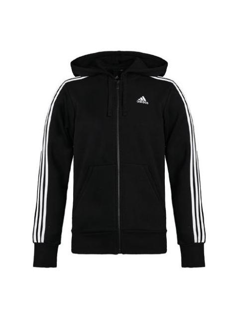 adidas adidas 3-Stripes Fleece Hoodie 'Black White' B47368