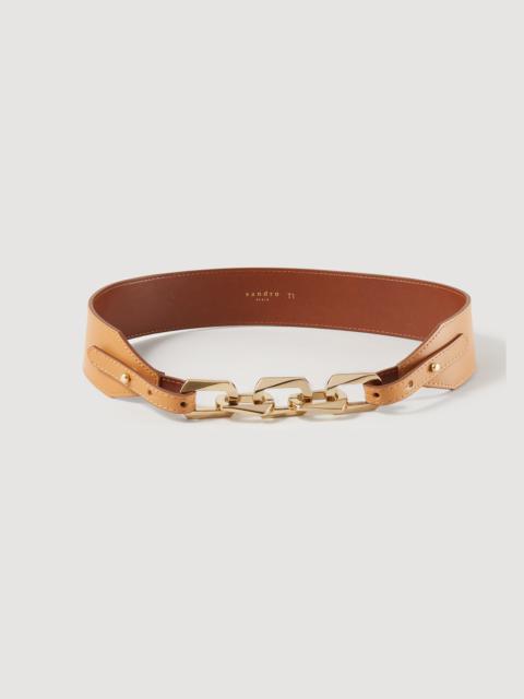 Sandro Leather belt with chain