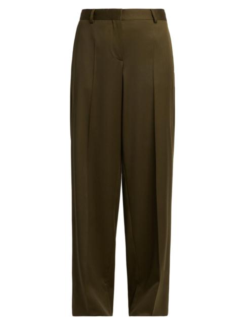 Stella McCartney Women's Shiny Tailoring Loose Trousers - Khaki