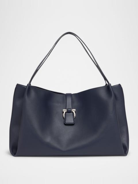 FERRAGAMO Origami Leather Hobo Tote Bag