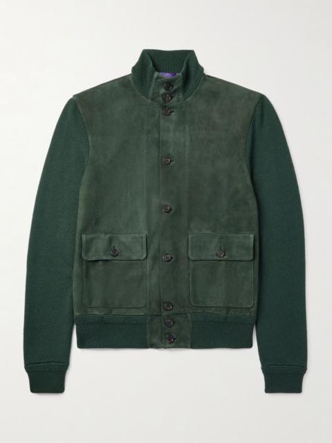 Ralph Lauren Suede-Panelled Cashmere Jacket Dark green