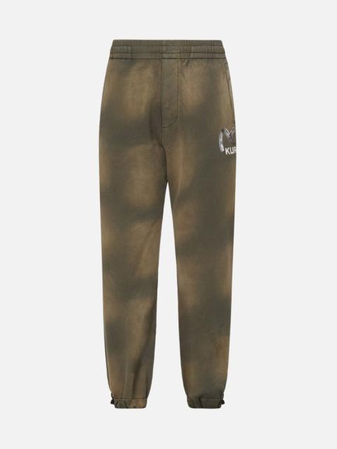 EVISU Brushed Seagull Print Garment-dyed Sweatpants
