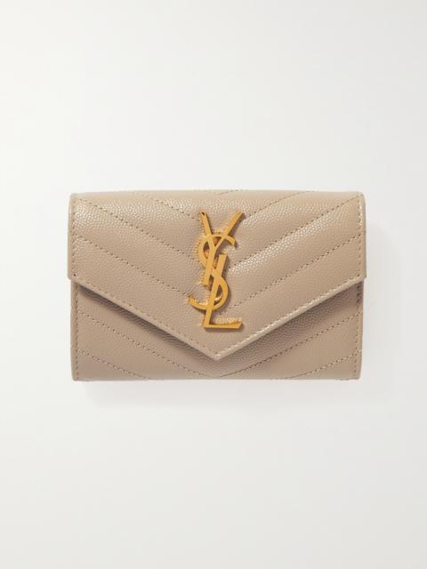 SAINT LAURENT Monogramme Envelope Quilted Textured-leather Wallet