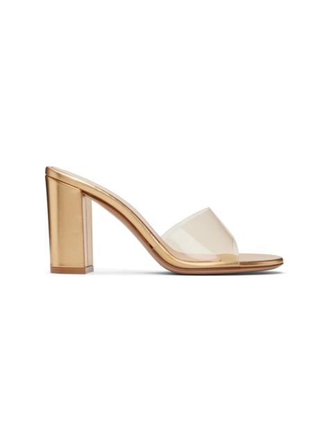 Gianvito Rossi Gold Glass Block Heel Heeled Sandals