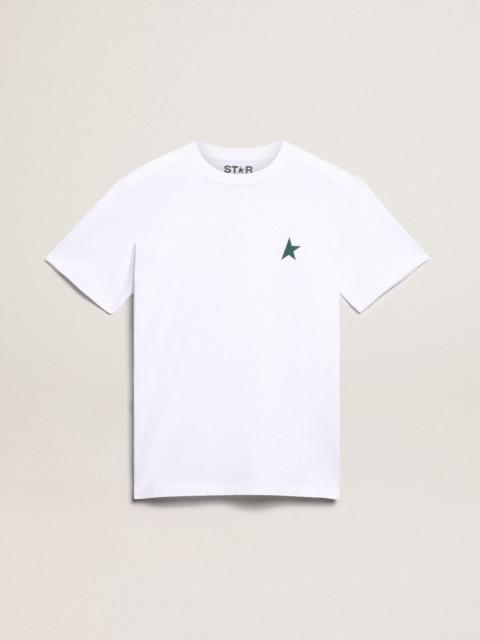 Women's white T-shirt with green star on the front