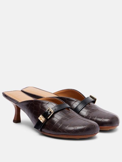 GANNI 40 crocodile-effect leather mules