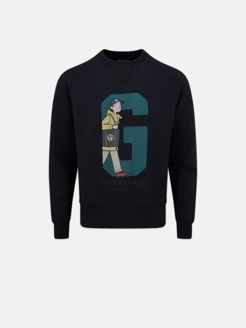 GLOVERALL Unisex Ivy Boys Anniversary Graphic Sweatshirt Navy