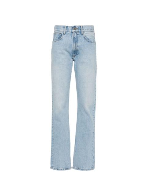 light-wash tapered jeans