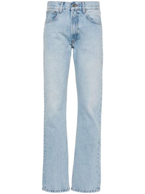 light-wash tapered jeans