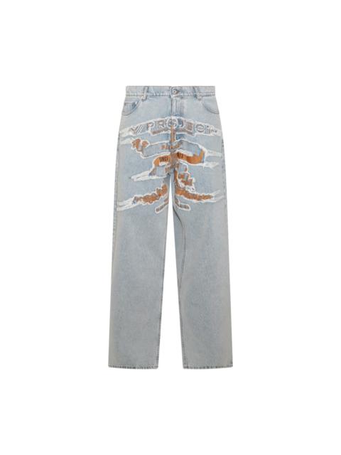 Y/Project light blue cotton denim jeans