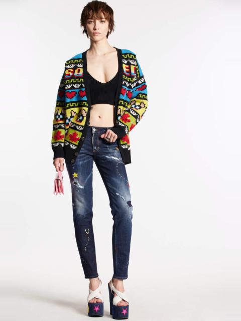 DSQUARED2 DARK MONSTER MAZE WASH MEDIUM WAIST SKINNY JEANS