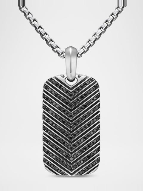 DAVID YURMAN Men's Chevron Tag Enhancer in Silver with Diamonds, 34mm