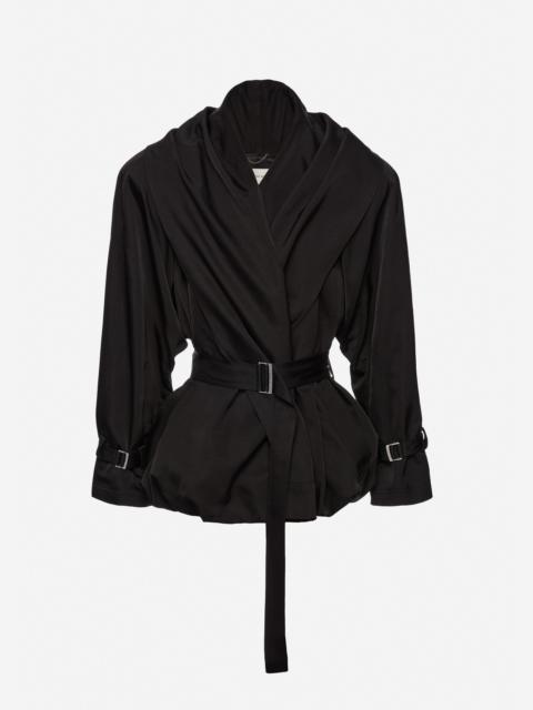 MAGDA BUTRYM Draped collar cotton and silk jacket in black