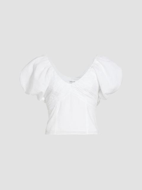 FRAME Women's Puff-Sleeve Seersucker Top - Blanc