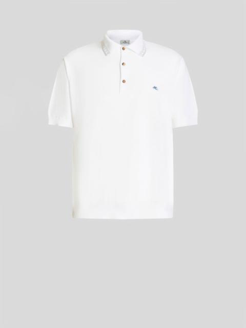 JERSEY POLO SHIRT WITH DECORATIVE GRECA