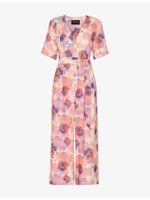 WHISTLES Floral-Print Button-Down Woven Jumpsuit