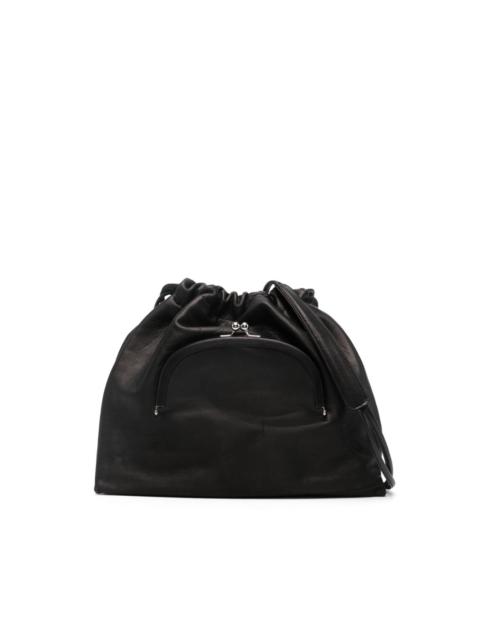 drawstring leather shoulder bag