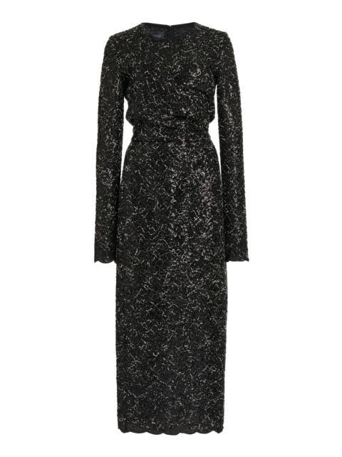 GIAMBATTISTA VALLI Sequin-Bouclé Tweed Midi Dress black