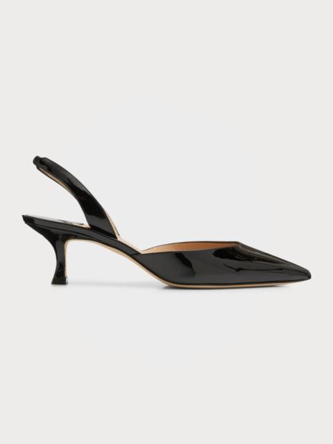 Carolyne Low-Heel Patent Halter Pumps