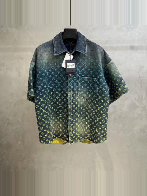 Louis Vuitton Louis Vuitton Blue Letter Logo Jacquard Single-Button Denim Shirt
