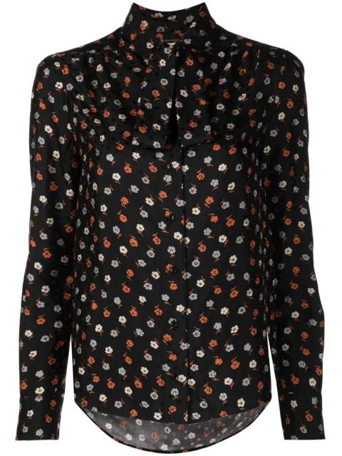 SAINT LAURENT floral-print long-sleeve blouse