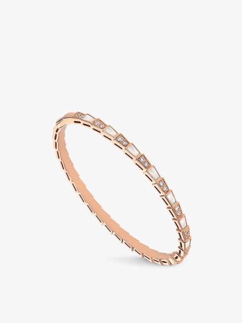 Serpenti Viper 18ct rose-gold, 0.97ct diamond and mother-of-pearl bracelet