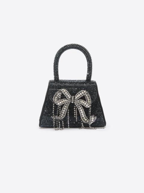 Black Rhinestone Embellished Micro Bow Bag