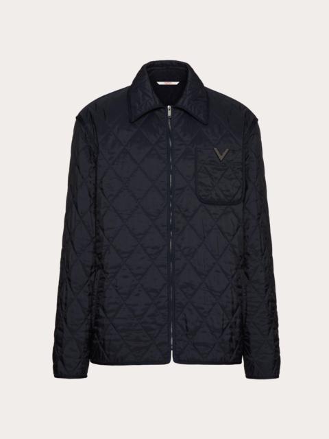 QUILTED NYLON SHIRT JACKET WITH METALLIC V DETAIL