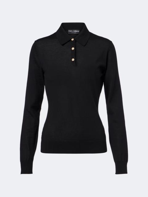 Dolce & Gabbana Embellished cashmere polo sweater