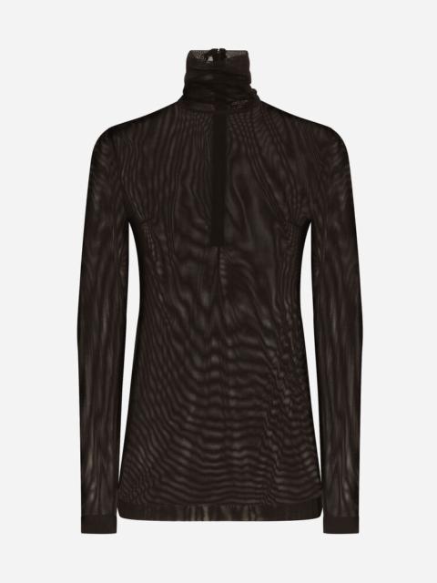 Dolce & Gabbana Tulle turtle-neck top with DG logo