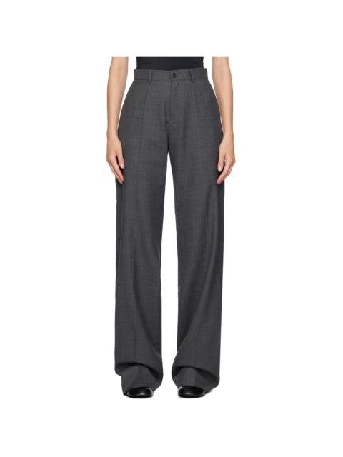 MARIE ADAM-LEENAERDT Gray Classic Wool Trousers