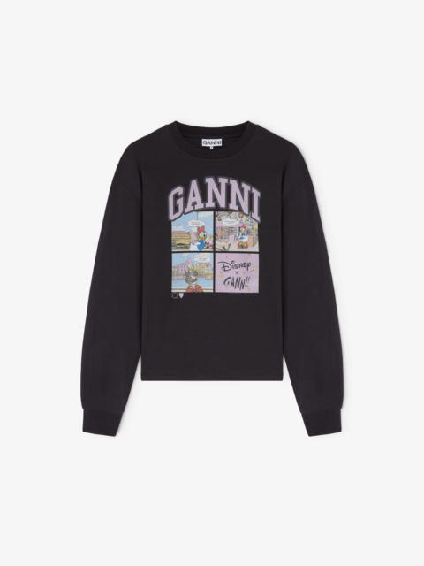 GANNI DAISY DUCK BLACK LONG SLEEVE T-SHIRT