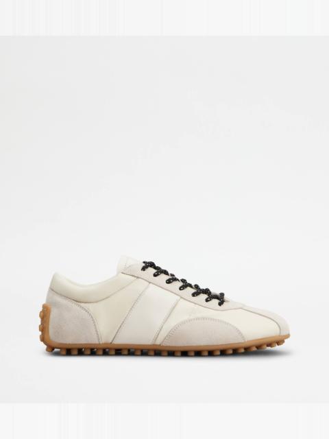 Tod's TOD'S T-MARATHON SNEAKERS IN SUEDE AND TECHNICAL FABRIC - WHITE, GREY
