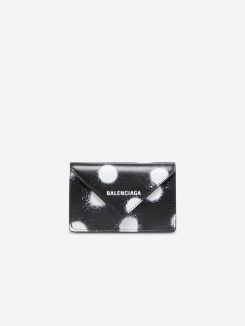 Women's Papier Mini Wallet Sprayed Polka Dots Printed in Black