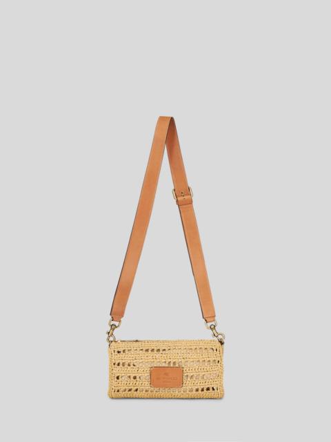 Etro SMALL SHOULDER BAG IN PERFORATED RAFFIA