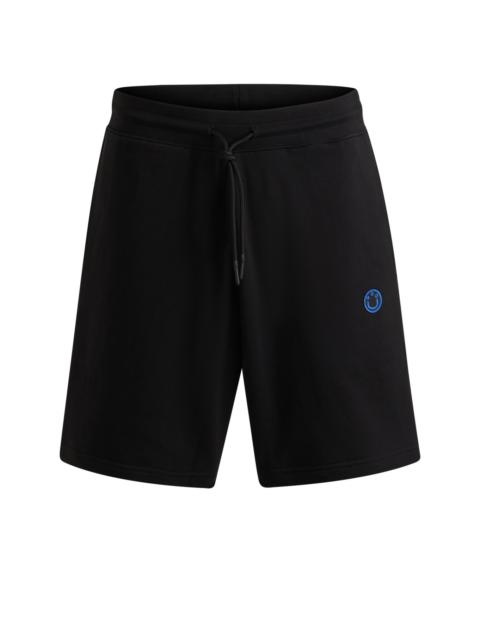 HUGO COTTON-TERRY SHORTS WITH HAPPY HUGO LOGO