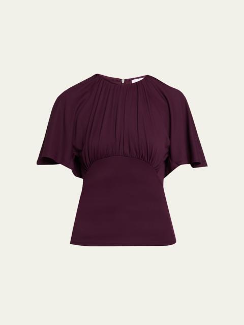 rabanne Ruched Stretch Jersey Batwing Top