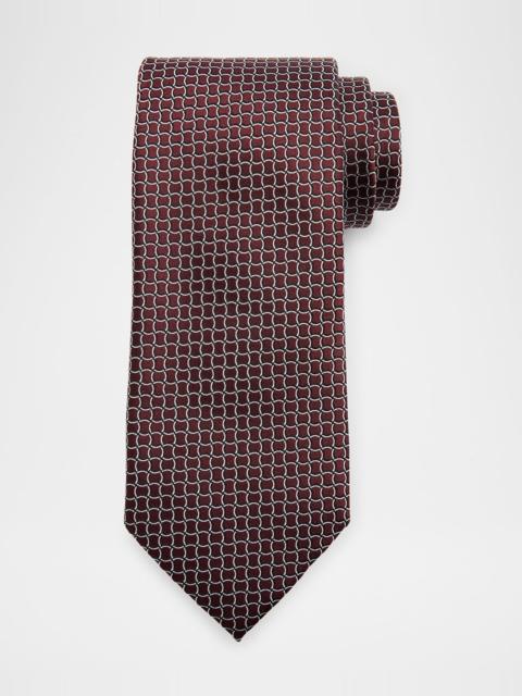 ZEGNA Men's Geometric Net Jacquard Silk Tie