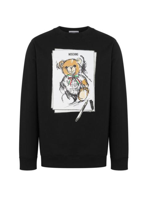 teddy bear-print cotton sweatshirt