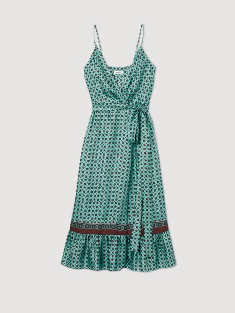 Sandro PRINTED SATIN MIDI DRESS