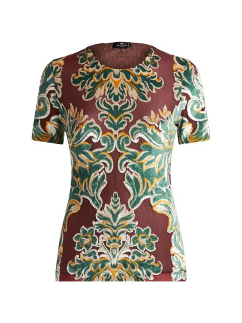 patterned-jacquard tulle T-shirt