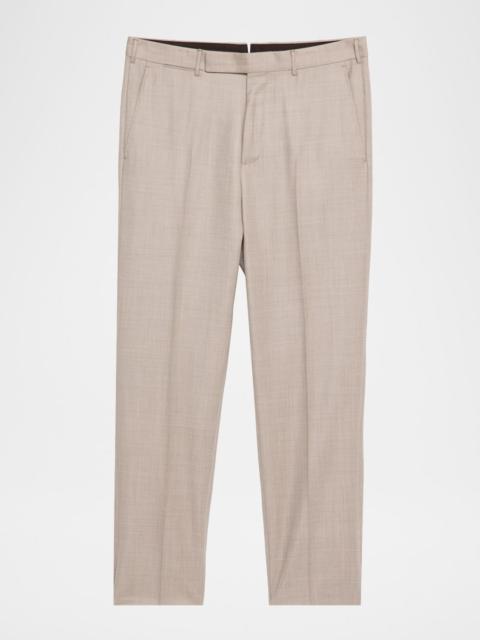 ZEGNA Men's Cavalry Twill Sharkskin Flat-Front Trousers