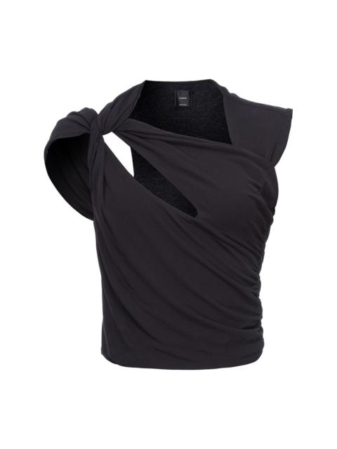 asymmetric ruched cut-out top